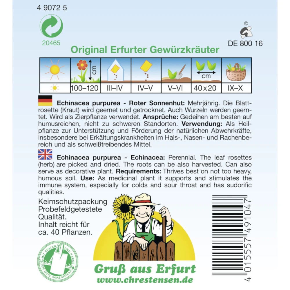 Saatgut Roter Sonnenhut Gewürzkraut Mehrjährig Für Ca. 40 Pflanzen - Image 2