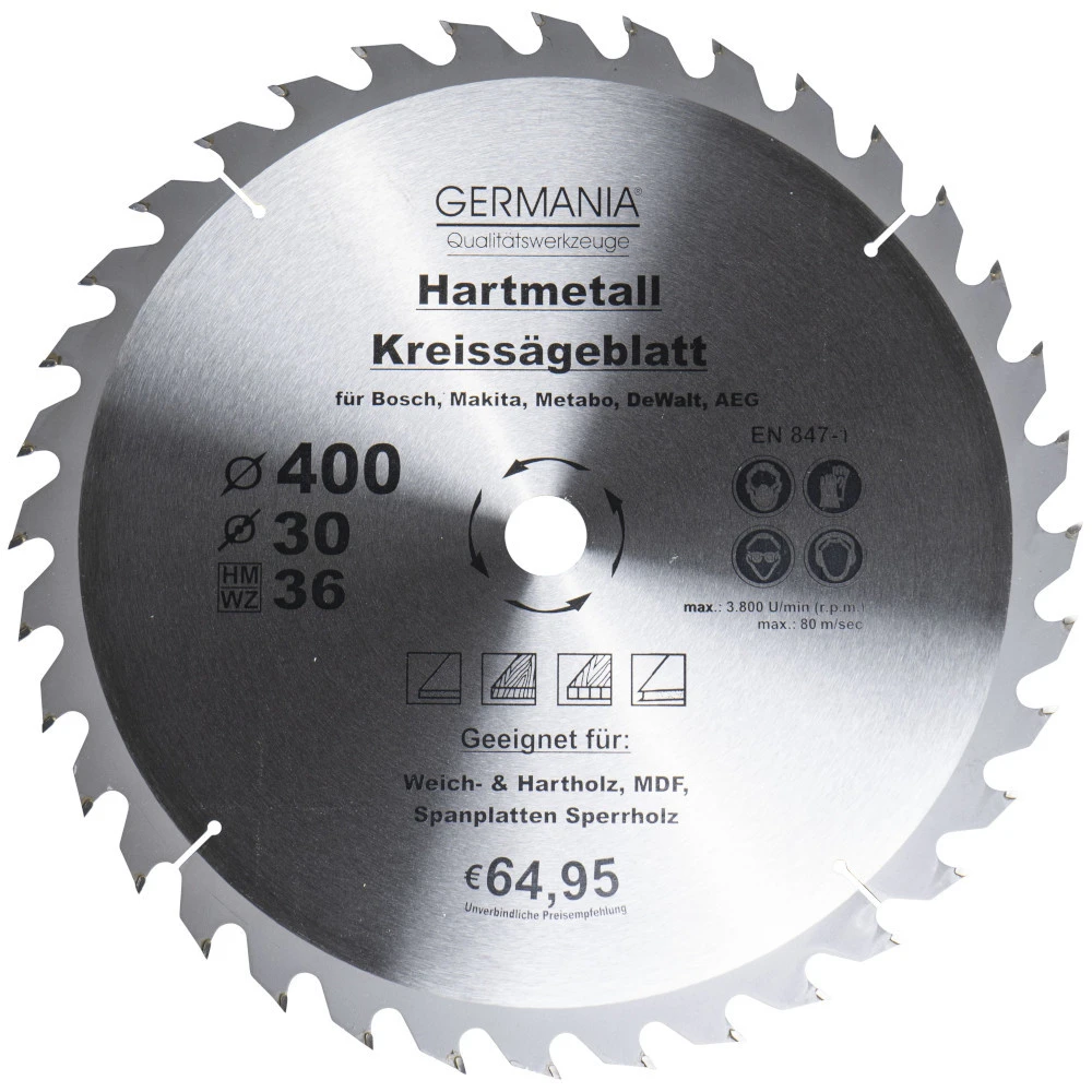 GERMANIA HM Kreissägeblatt Ø 400mm, 36 Zähne Für Holz