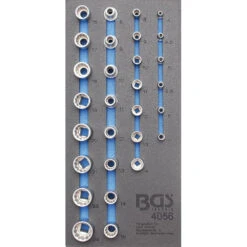 BGS Werkstattwageneinlage 189 X 408x 32 Mm, Größe 1/3 Mit 29 Schlüssel-Einsätzen Für 1/4" Und 1/2"