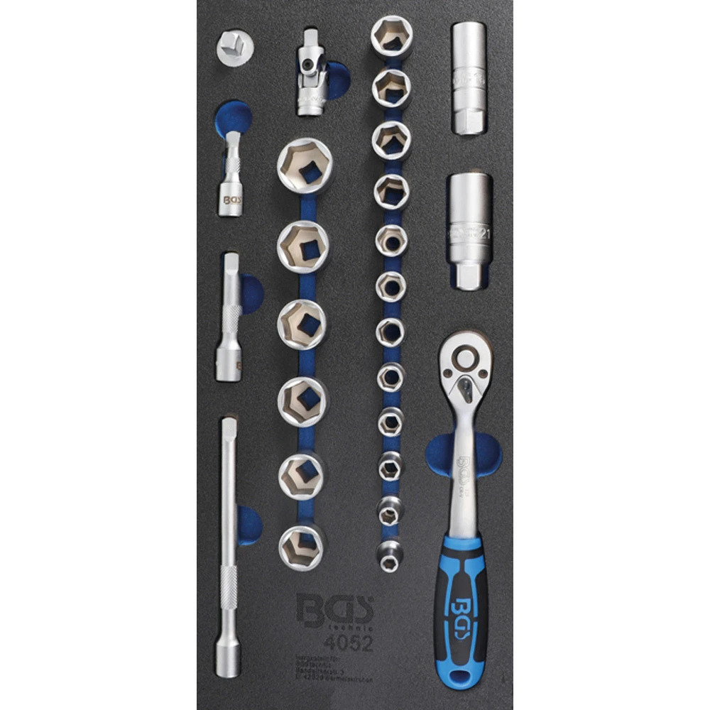 BGS Werkstattwageneinlage 189 X 408x 32 Mm, Größe 1/3 Mit 26 Werkzeugen 3/8"