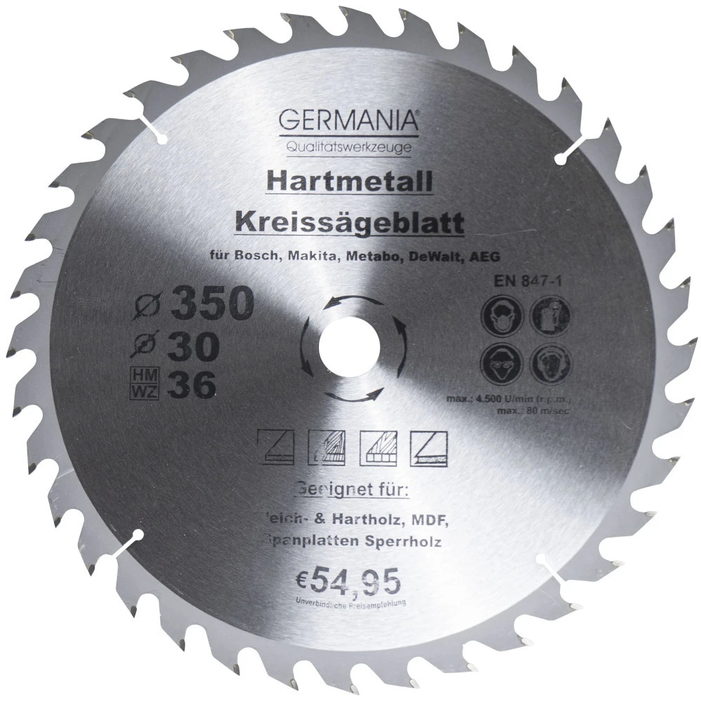 GERMANIA HM Kreissägeblatt Ø 350mm, 36 Zähne Für Holz